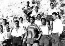 I giocatori in un momento di relax: in alto Hofling, Nyers II e Puccinelli; al centro Antonazzi, Spurio, Coletta, Penzo, Furiassi, Sperone, Cecconi, Bicego, Piacentini, De Fazio; in basso si intravedono Rosi e Magrini