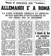 Il 18 agosto 1937 il Littoriale rivela che Allemandi potrebbe essersi accordato con la Lazio anziché con la Roma