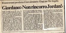 Articolo di giornale all'indomani dell'esordio in Serie B
