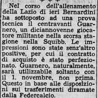 L'annuncio dell'acquisto sulle pagine del Corriere dello Sport del 15 ottobre 1958
