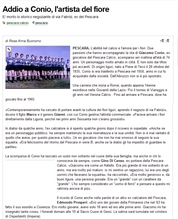 La notizia della morte di Giacomo Conio sulle pagine de "Il Centro" di Pescara