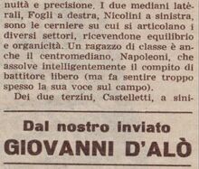 Un commento su Napoleoni in occasione di una partita della Nazionale juniores