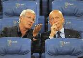 L'allenatore della Nazionale Marcello Lippi e l'ex arbitro Pierluigi Collina