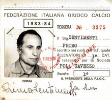 Il tesserino di allenatore della Polisportiva Cavezzo