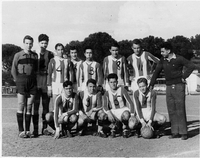 Incontro Lazio B-Laurentina 7-0 del 14 marzo 1948 - L'ingresso in campo delle due squadre. Da sinistra Meloni, Di Carlo, Schiarini, Panza, Speranza, Moroni, Ranucci