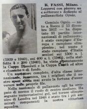 Una breve biografia di Ognio pubblicata da "Sport Illustrato" nel 1950