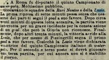Da "La Stampa Sportiva" del 16/09/1906 la notizia sulla vittoria biancoceleste nel torneo di Waterpolo