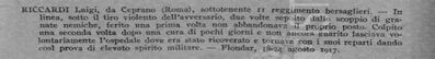 La motivazione della Medaglia d'Argento al V.M. concessa a Luigi Riccardi