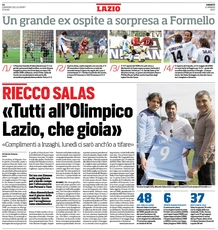 Il Corriere dello Sport dell'11 marzo 2017 racconta una visita di Marcelo Salas al Centro Sportivo di Formello