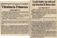 Due articoli di giornale riferiti alla Primavera. Il primo della Coppa Italia 1982/83, il secondo del campionato 1981/82