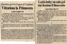 Due articoli di giornale riferiti alla Primavera. Il primo della Coppa Italia 1982/83, il secondo del campionato 1981/82