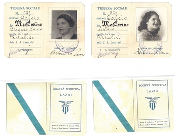 Tesserini di soci vitalizi dei familiari