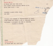 Telegramma dei tifosi contrari alla cessione al Torino (1980)