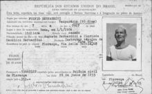 Un permesso di soggiorno in Brasile rilasciato a Fulvio Bernardini nel 1955
