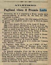 Da "La Stampa Sportiva" del 31/03/1907: Pericle Pagliani vince il "Premio Lazio"
