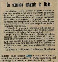 Da "La Stampa Sportiva" del 17/07/1904: Fernando Retacchi vince il "Criterium di velocità" di nuoto