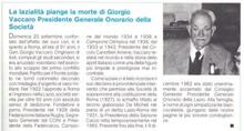 La notizia del decesso del Generale Vaccaro