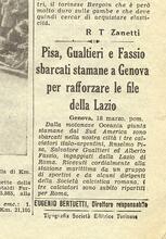 L'arrivo del giocatore in Italia il 18/3/40