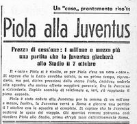 Il "Corriere dello Sport" del 20 settembre 1945 annuncia la cessione di Silvio Piola alla Juventus