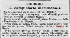 Zangrilli e altri atleti della Lazio si fanno onore nelle gare podistiche del 16 ottobre 1904