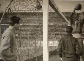 14 dicembre 1955 - Sotto la guida di Bigogno e con Panetti, durante un allenamento della Nazionale B
