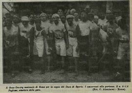Pagliani alla partenza del Cross-Country Nazionale di Roma per la Coppa del Duca di Sparta, novembre 1908