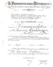 L'onorificenza di Commendatore della Repubblica