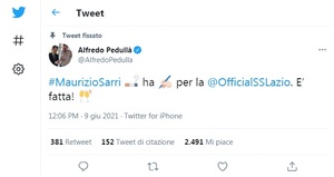 Vari messaggi su Twitter durante e dopo le fasi di ingaggio del tecnico toscano
