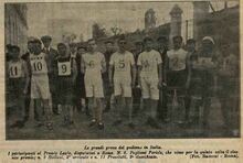 Pericle Pagliani, al centro con il numero 5, vincitore per la quinta volta del Premio Lazio (Roma, marzo 1910)