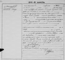 L'atto di nascita di Ziroli