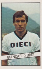 Una figurina di Giancarlo Oddi con la maglia del Cesena