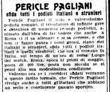 In un articolo pubblicato in data 21 aprile 1911 sul Messaggero, Pagliani cerca sfidanti