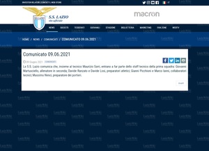 Il comunicato ufficiale sullo staff tecnico al seguito di Maurizio Sarri