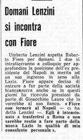 Un articolo di giornale del 25 aprile 1967 inerente l'arrivo alla Lazio