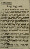 La notizia della morte di Bigiarelli così come apparve sulla Gazzetta del 2 marzo 1908