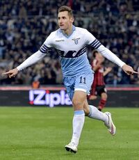 Miro Klose dopo il gol al Milan del 24 gennaio 2015