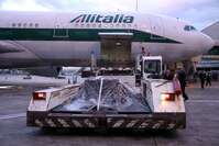 La bara viene portata in aereoporto Foto Il Messaggero