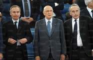 Il Presidente della Repubblica Giorgio Napolitano tra Gianni Petrucci e Giancarlo Abete