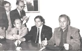 Franco Chimenti, Giorgio Chinaglia e Juan Carlos Lorenzo in conferenza stampa