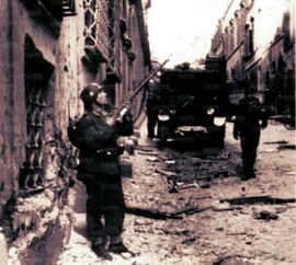 Un momento dell'azione militare di via Rasella del 23 marzo 1944
