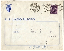 Una busta per lettera della S.S. Lazio Nuoto (Gent. conc. Sig. Giulio Fabri)