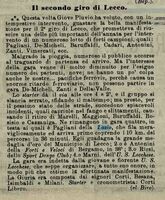 Da "La Stampa Sportiva" del 28/10/1906 la notizia di Pagliani vincitore del secondo giro di Lecco