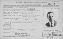 Il permesso di soggiorno in Brasile rilasciato a Lorenzo nel 1946