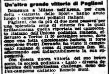Il Messaggero del 23/10/1906 riporta una nuova vittoria di Pagliani