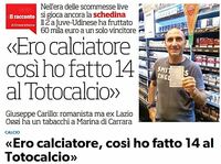 Il Corriere dello Sport dedica un articolo alla vincita al Totocalcio di Giuseppe Carrillo