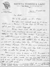 Baccani scrive a Sidoti della Juventus Roma per comunicare il tentativo di creare una Lega del centro Italia. La lettera è dell'agosto 1925 Dono di oizaL