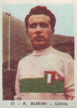 Una figurina di Burini con la Nazionale