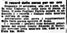 Il Messaggero del 7/09/1905 riporta una notizia su Pagliani circa il tentativo di battere due record