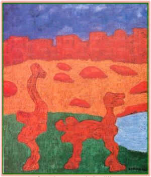 Ezio Sclavi - Paesaggio con personaggi-radice.jpg