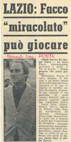Da Momento Sera del 22/09/1972: Ziaco "miracola" Facco
